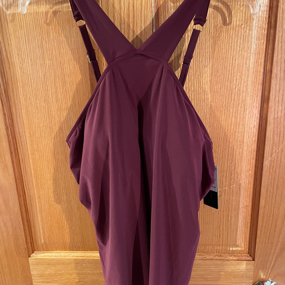 Aqua Green Maroon Halter Tankini Top